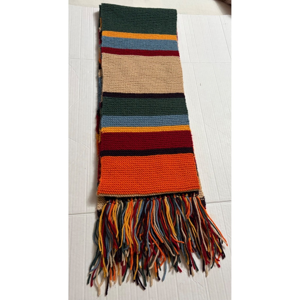 Doctor Who 4th Doctor Style Multi Color Striped Knit Scarf Fringe Cosplay 10 ft